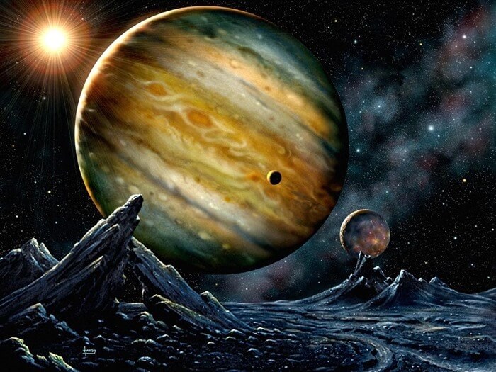 La superficie de Júpiter está compuesta por un océano de hidrógeno líquido.