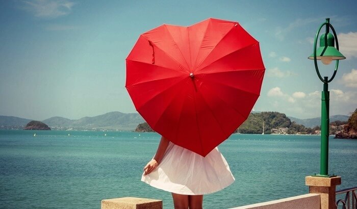 Guarda-chuva em forma de coração