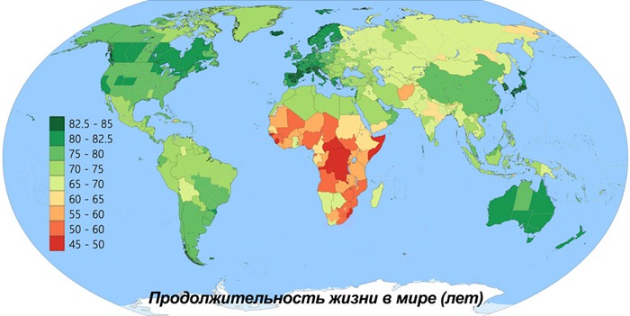Średnia długość życia na świecie