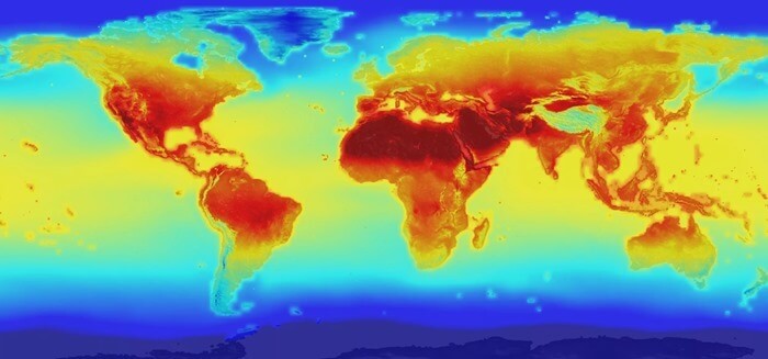 Mapa de temperatura do mundo