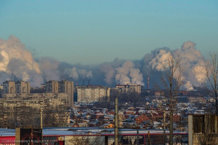 Chelyabinsk, smog over de stad