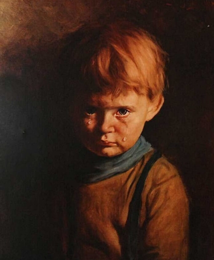 Maleri grædende dreng