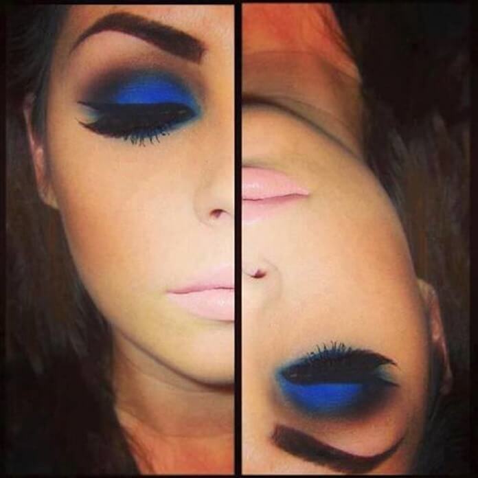 Donkerblauwe make-up