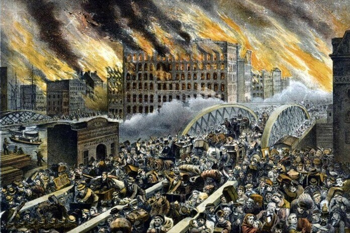 Il grande incendio di Chicago, 1871